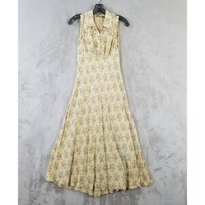 Carole Little Vintage Maxi Dress Women S Petite Butter Yellow Floral Empire Boho
